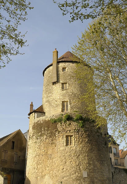 Europe, France, Burgundy, Nievre, Nevers. Promenade des remparts, Goguin Tower