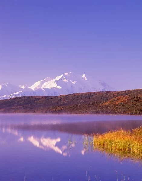 NA, USA, Alaska, Denali NP, Wonder Lake, Mt. McKinley in morning light from north
