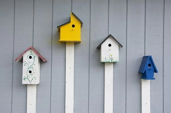 North Carolina, Beaufort. Four bird houses