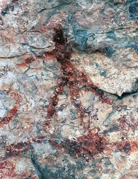 U. S. A. Texas, Big Bend. Native American paintings on a cliff in Dryden, Texas, situated