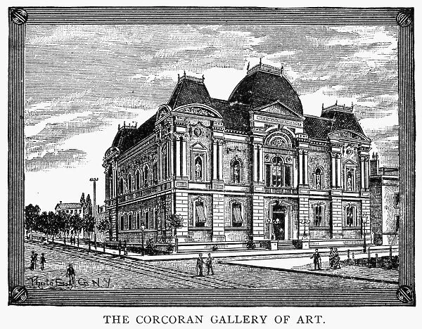 CORCORAN GALLERY OF ART. View of the Corcoran Gallery of Art, Washington, D. C. designed by James Renwick. Line engraving, 1886