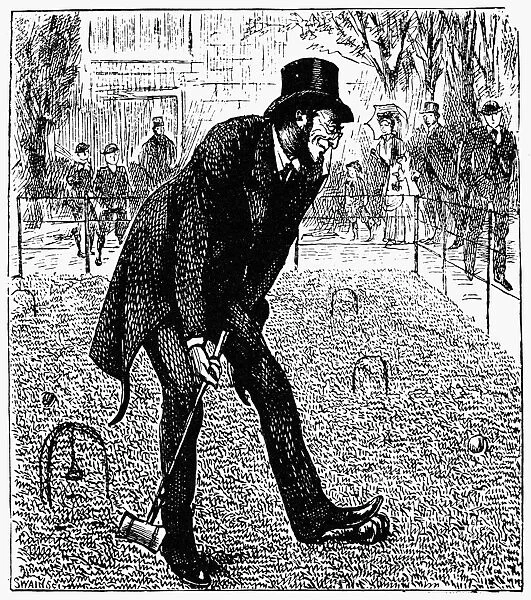 CROQUET, 19th CENTURY. Pen and ink drawing, late 19th century