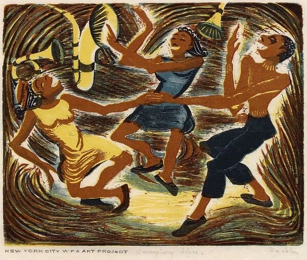DANCING, c1940. Print made by an American artist as part of the New York City WPA Art Project