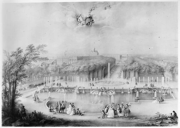 FRANCE: VERSAILLES, 1745. The Neptune Basin in the gardens of the Palace of Verailles