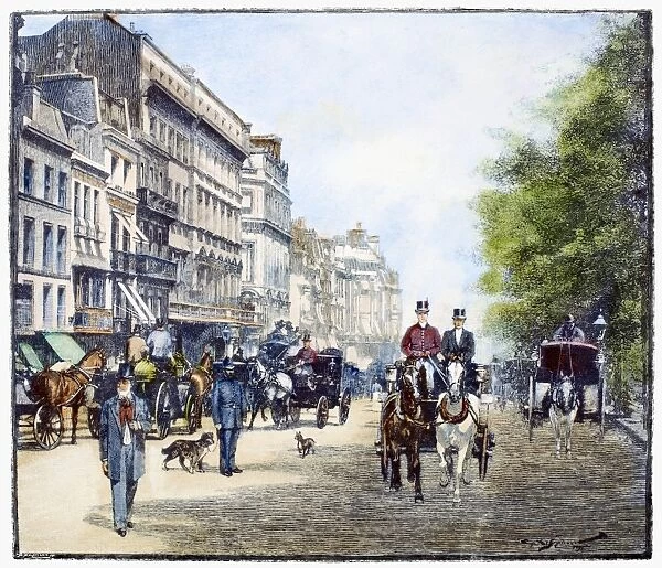LONDON: PICCADILLY, 1895. A scene in Piccadilly, London, England. Line engraving, 1895