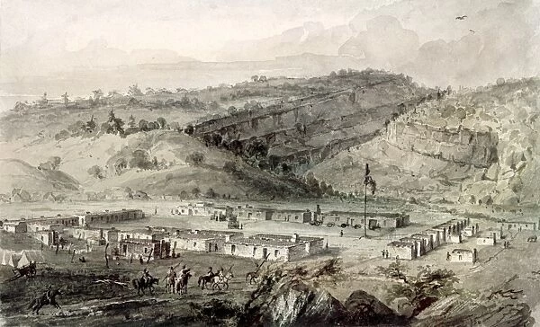 NEW MEXICO: FORT DEFIANCE. Fort Defiance, New Mexico (now Arizona). Watercolor by Seth Eastman