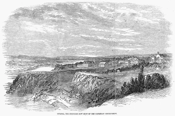 OTTAWA, CANADA, 1857. Ottawa, the proposed new seat of the Canadian Government. Wood engraving, 1857