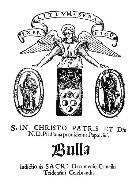 PAPACY: BULL, 1560. Bull issued by Pope Pius IV in 1560 to recall the Council of Trent