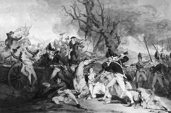 Preliminary drawing by John Trumbull for his painting of the Battle of Princeton, New Jersey, 3 January 1777, in the Revolutionary War