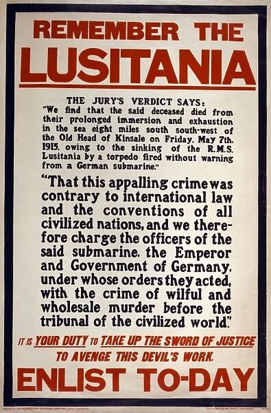 RECRUITMENT POSTER, 1915. British recruitment poster from World War I, reminding