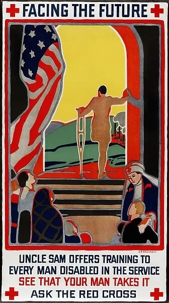 RED CROSS POSTER, 1919. Poster advertising Red Cross training for disabled World War I veterans. Lithograph by C. F. Chambers, 1919