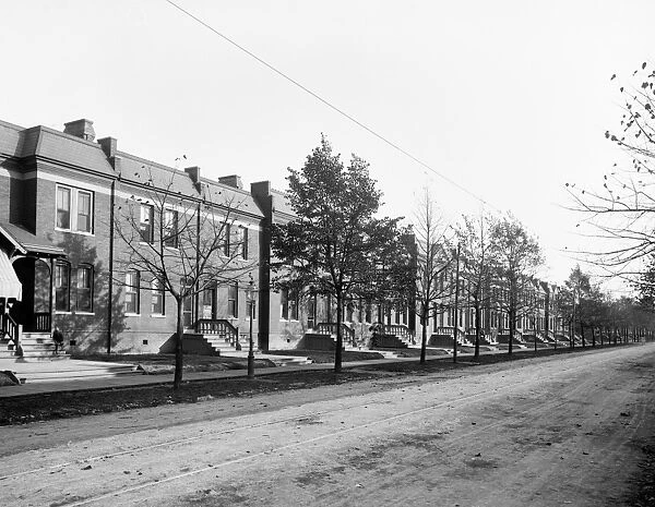 A row house thought to have been occupied by Thomas Jefferson, probably Washington D. C. Photograph c1918-1920