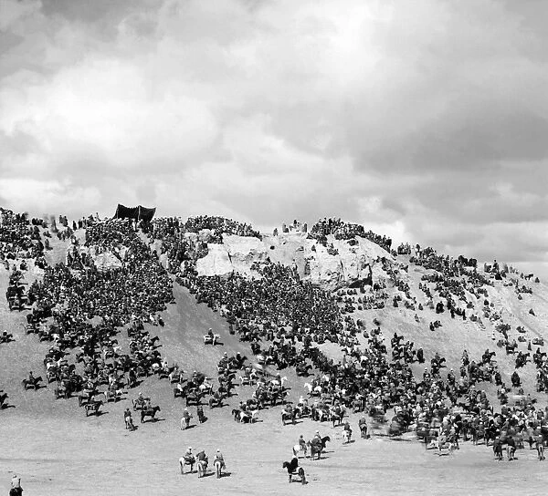 SAMARKAND: BAYGA, c1910. A large group of men on horseback assemble for a traditional