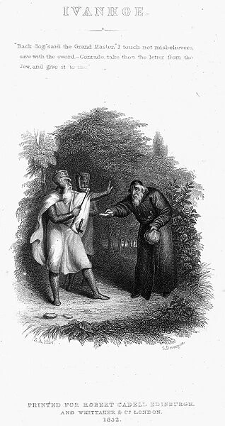 SCOTT: IVANHOE, 1832. Isaac of York and the Templars. Steel engraving from an 1832 English edition of Sir Walter Scotts novel Ivanhoe, first published in 1819