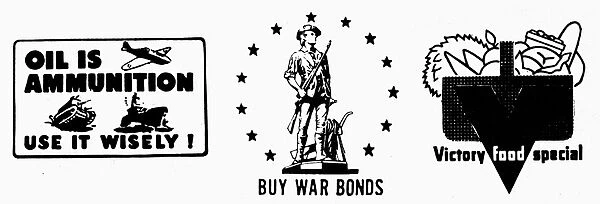 SYMBOLS: WORLD WAR II. Symbols of various American organizations during World War II