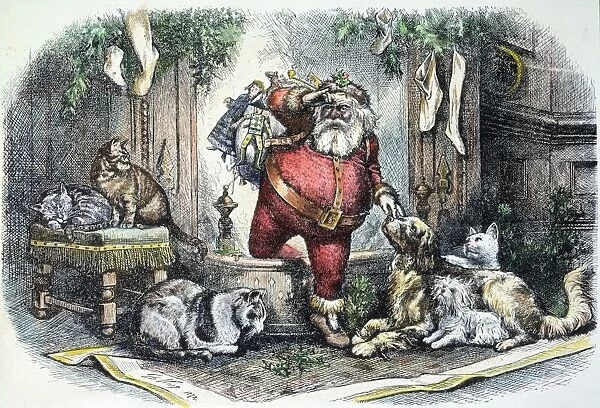 THOMAS NAST: SANTA CLAUS. The Coming of Santa Claus. Colored engraving by Thomas Nast, 1872