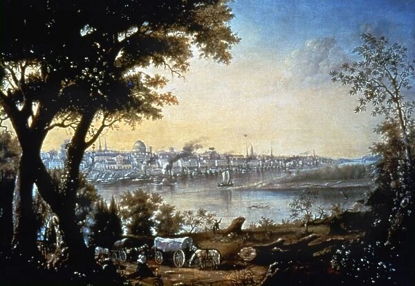 VIEW OF ST LOUIS, c1846. Oil on canvas by Henry Lewis (1819-1904)