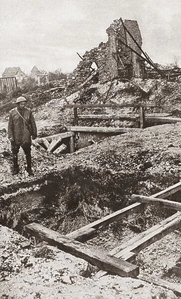 WORLD WAR I: TANK TRAP. Deep pits arranged by German forces to look shallow, enticing