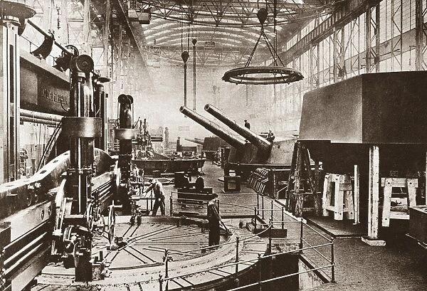 WWI: KRUPP GUNWORKS. Interior of the mammoth Krupp gun works at Essen, Germany