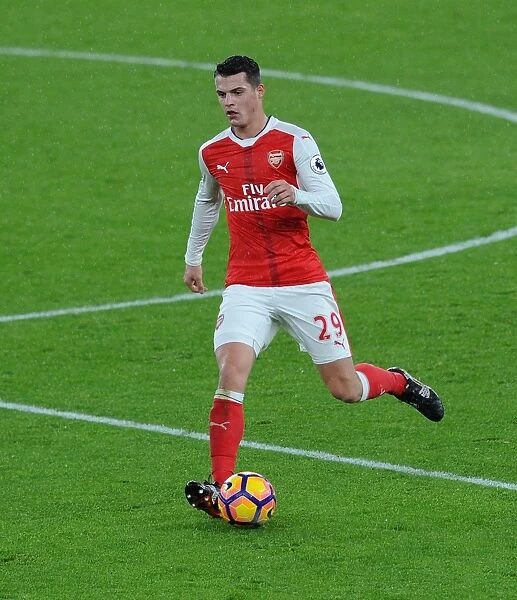 Granit Xhaka: Arsenal Midfielder in Action against Crystal Palace, Premier League 2016-17