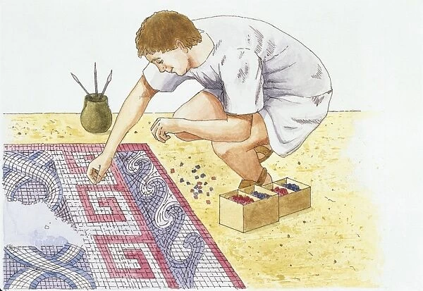 Ancient Rome, man making tile floor