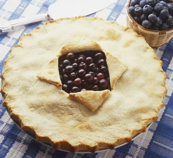 Blueberry pie, view from above