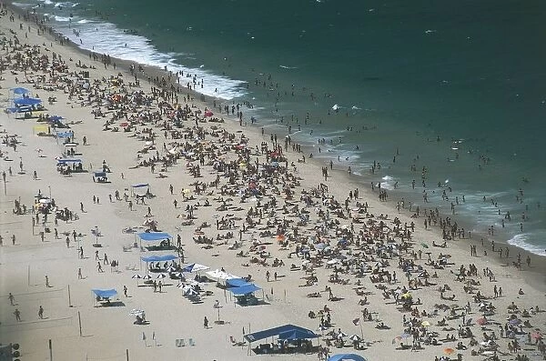 Brazil, Rio de Janeiro, Copacabana Beach, aerial view