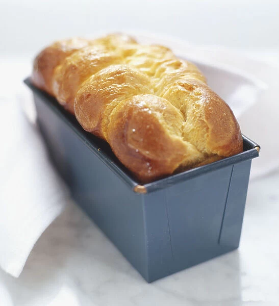 Brioche nanterre loaf in a tin