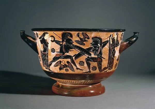 Calcidian skyphos (two-handled wine-cup) depicting Achilles and Memnon