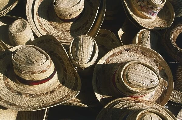 Caribbean, Dominican Republic, Santo Domingo, Parque Colon, straw hats for sale