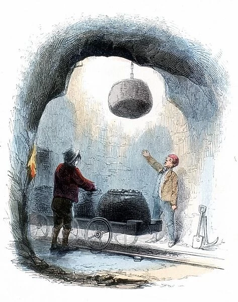 Coal mining: sending baskets (corves) of coal to the surface of a mine. From Grandfather