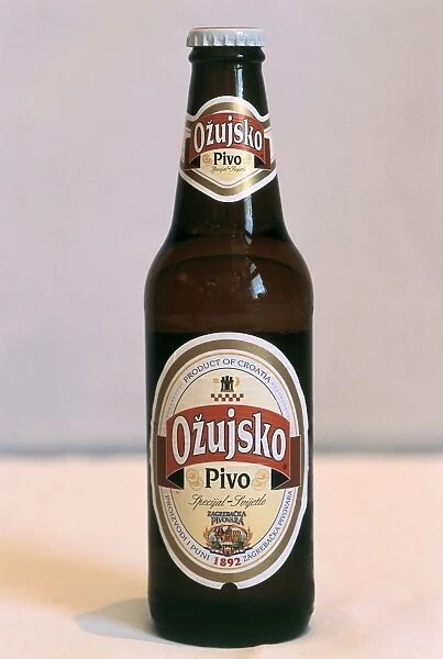 Croatia, bottle containing Ozujsko beer