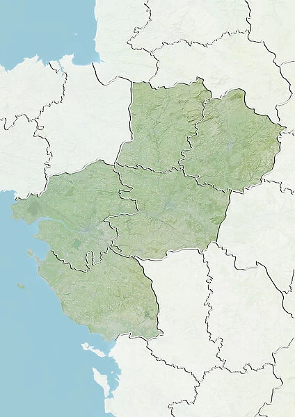 Departement of Loire-Atlantique, France, Relief Map