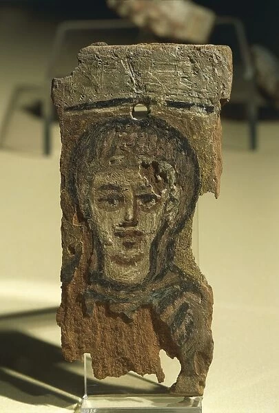 Figure of a woman, painted wood fragment