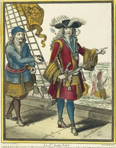 France, Paris, Portrait of Jean Bart, privateer in the service of King Louis XIV, standing on the main deck of ship