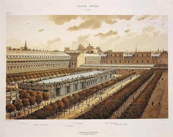 France, Paris, view of the Royal Palace in 1794, engraving