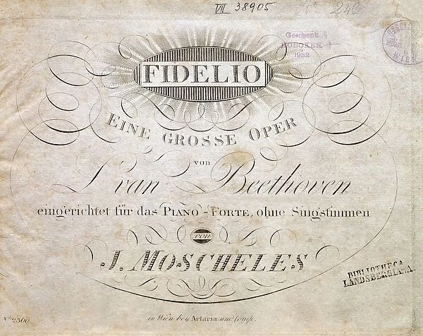 Frontispiece of Fidelio, Op. 72, 1805. Piano score, Transcription by I. Moscheles