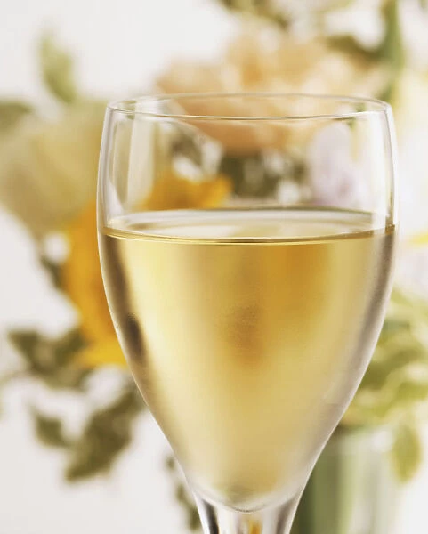 Glass of white wine, close up