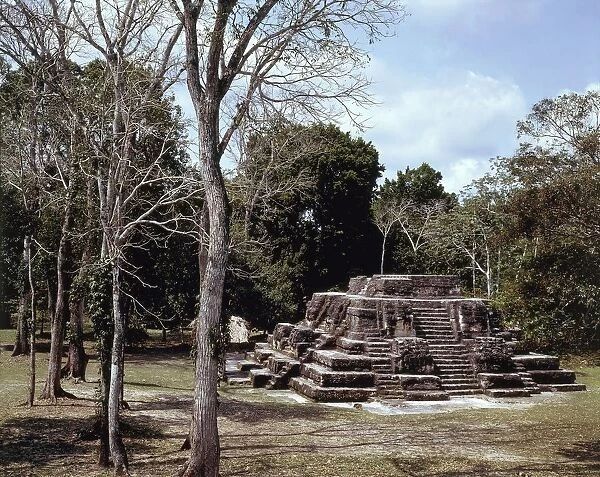 Guatemala, El Peten, Maya archeological site of Uaxactun (Waxaktun), Temple of the Masks, astronomical observatory
