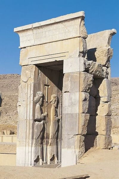 Iran, Persepolis, Palace of Darius, relief on door frame