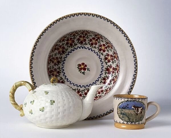 Irish ceramic teapot, mug and plate