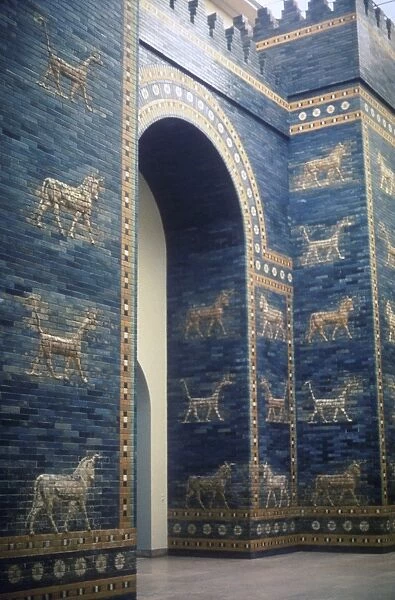 Ishtar Gate through which ran a processional road. One of 8 fortified gates of Nebuchandrezzar s