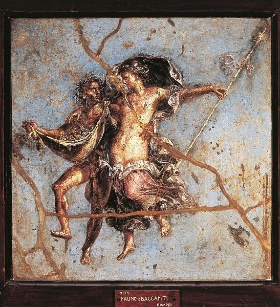 Italy, Campania, Pompeii, Faun and Maenad from the House of the Dioscuri, fresco