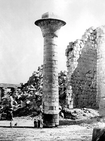 Karnak temple complex at Thebes (Luxor). Photograph of column in first court of the