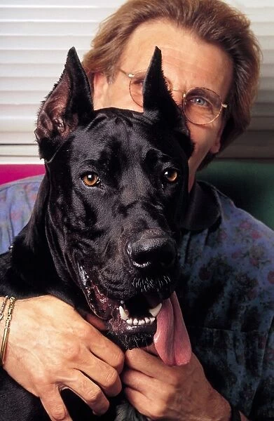 Man and Dog. Black Great Dane