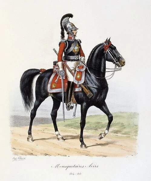 Mounted Black Musketeer, 1814-1815. From Histoire de la maison militaire du Roi de