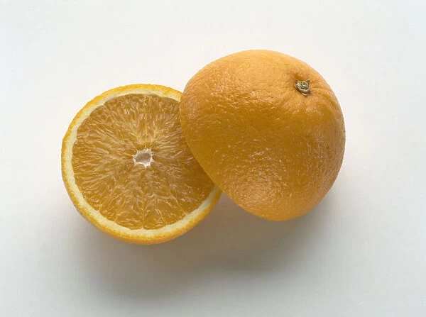 Orange cut in half, close-up