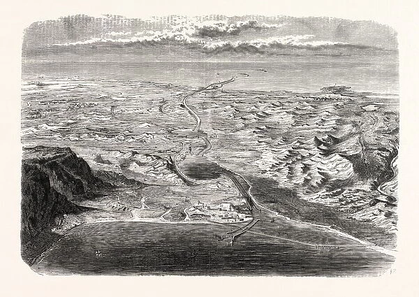 Panoramic view of the Suez Canal and the canal of the two seas, according to the draft MM