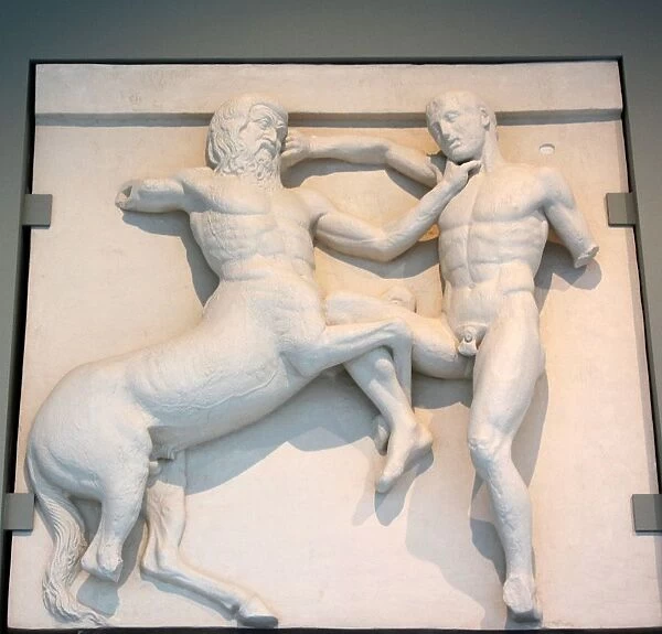 Parthenon frieze depicting centaur fighting Lapith