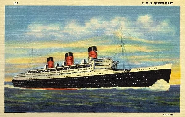 Passenger Ship RMS Queen Mary. ca. 1936, 137. R. M. S. QUEEN MARY. The R. M. S. Queen Mary is 1019. 5 ft. in length and 118 ft. in breadth and makes the Atlantic crossing between Europe and America at an average of 30 knots per hour. There are twelve decks. Accommodations for passengers of over 2, 000 persons, and crew of 1, 200 officers and men. Gross tonnage 81, 235. 18